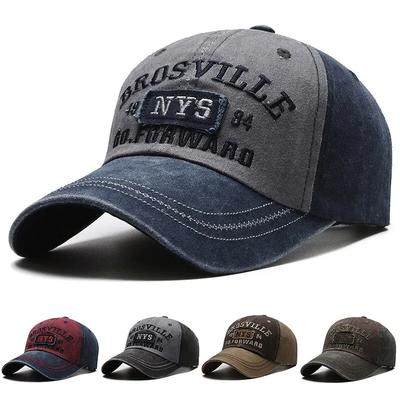 Four Seasons Herren Baseballkappe Lässig Distressed Gewaschene Baumwolle Buchstaben Bestickte Kappe Gebogener Schirm Kuppel Lässiger Sonnenschutzhut