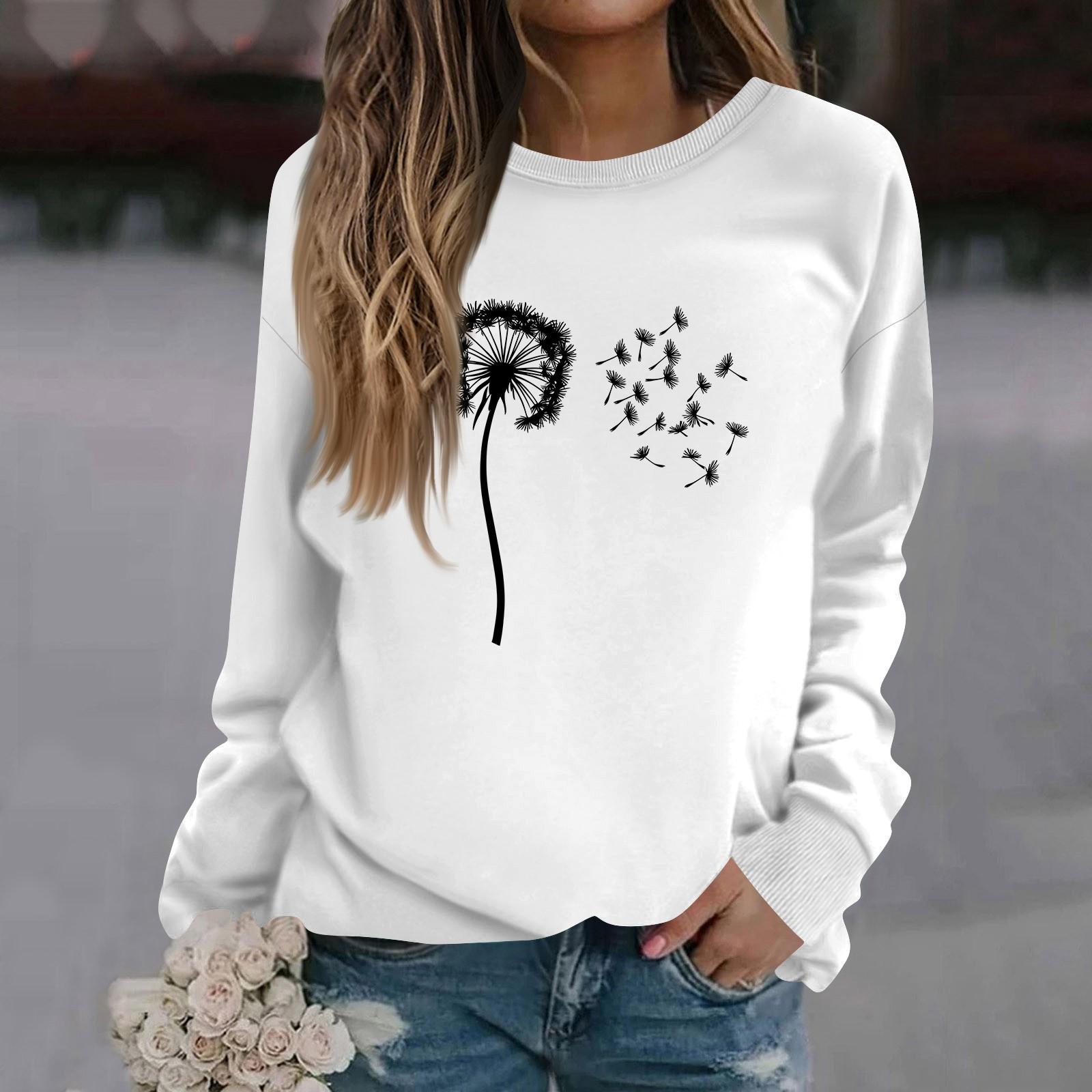 

Женская модная повседневная толстовка с длинным рукавом и круглым вырезом с принтом S белый