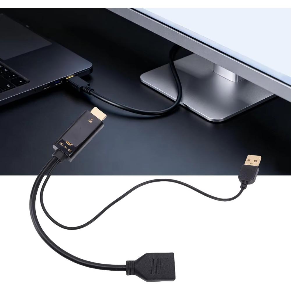 4K60Hz HDMI-compatible To DisplayPort Cable DP To HDMI Converter Adapter with USB Power for Gaming PC Laptop PS5 Xbox Monitor 4