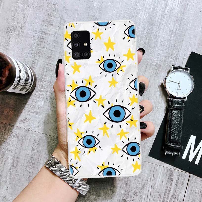 Lucky Blue Evil Eye Phone Case For Samsung Galaxy A14 A15 A13 A12 A54 A55 A53 A52 A04S A24 A25 A23 A22 A34 A35 A33 A32 A03S A02S