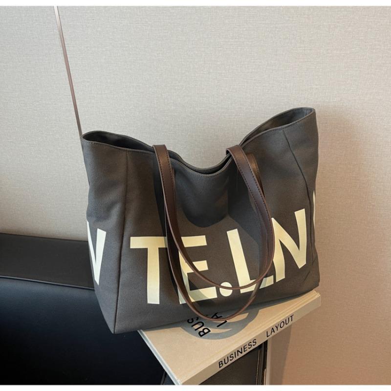 Canvas Bag Women's Large-capacity New Autumn and Winter Versatile Literary and Lazy Style Shoulder Commuter Tote Bag
