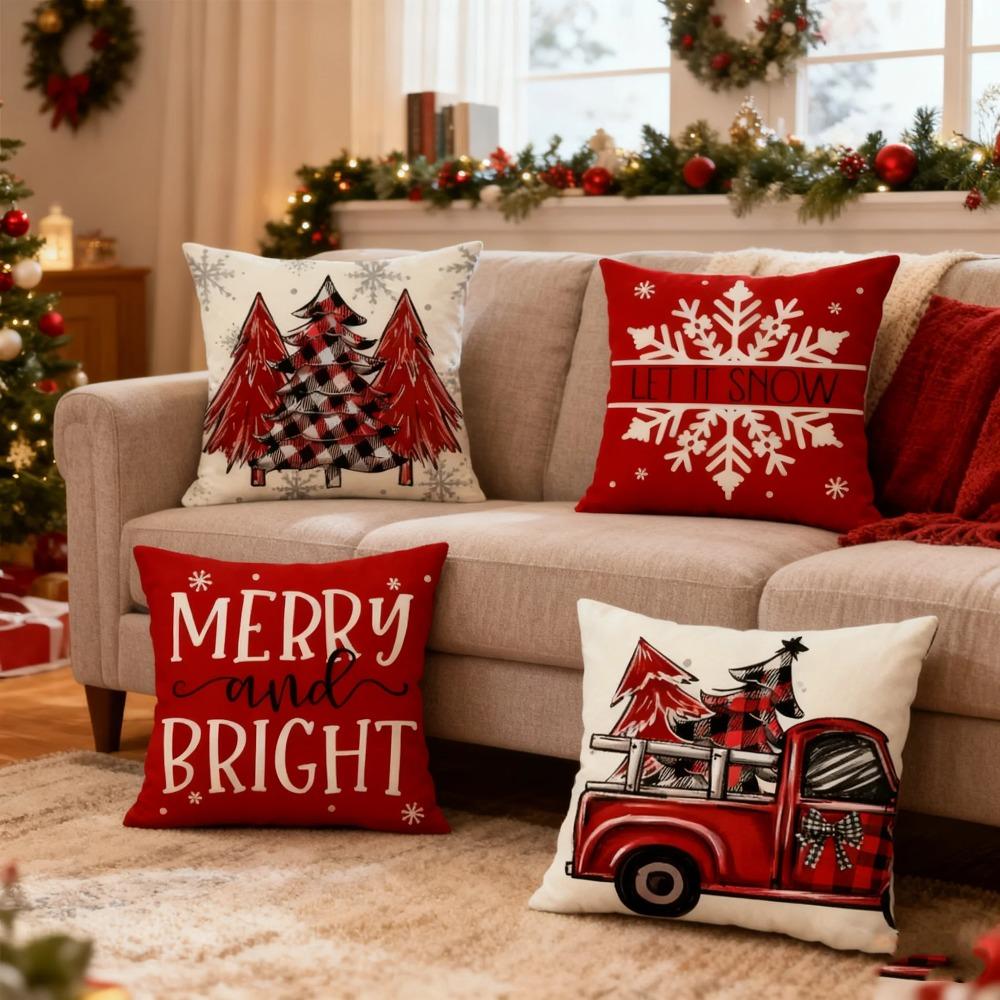 Weihnachts-Kissenbezüge 45x45cm Kissenbezüge Navidad Xmas Wurfkissenbezüge Für Zuhause Sofa Weihnachtsdekorationen