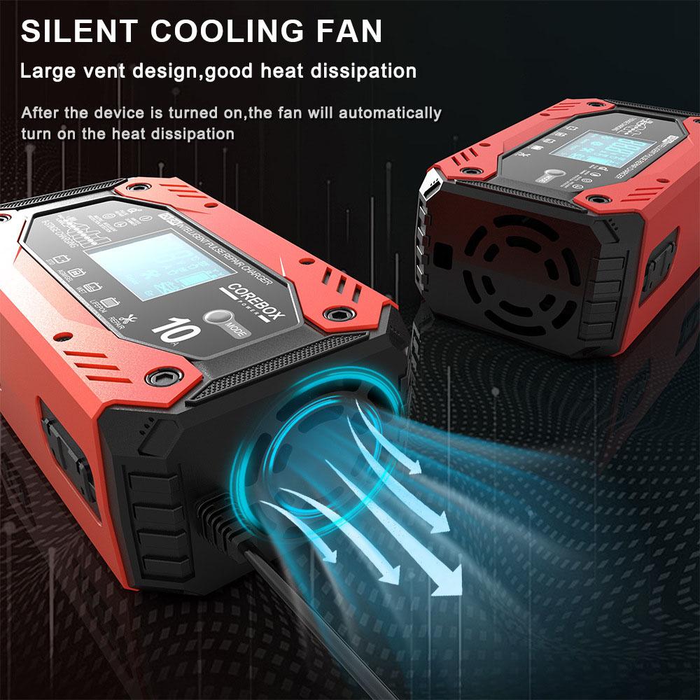 Car and Motorcycle Battery Charging Devices AGM Automotive Battery Charger 12V 10A Intelligent Maintenance of Lead Acid Battery