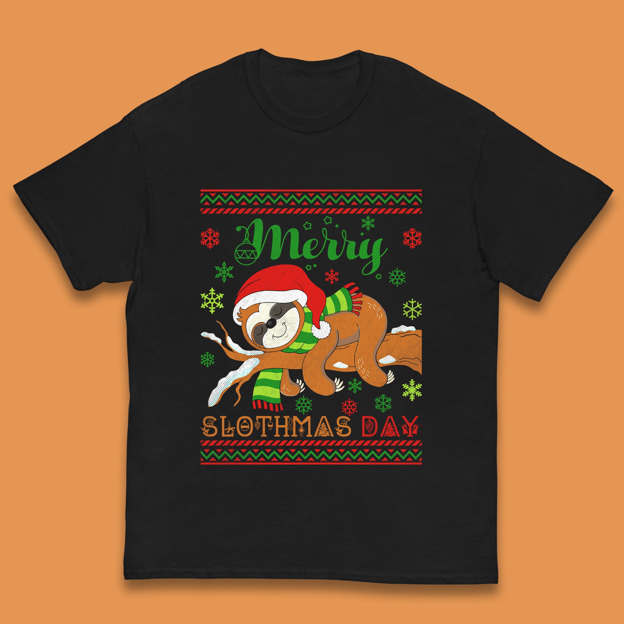 Sleeping Sloth Christmas Kids T Shirt 110