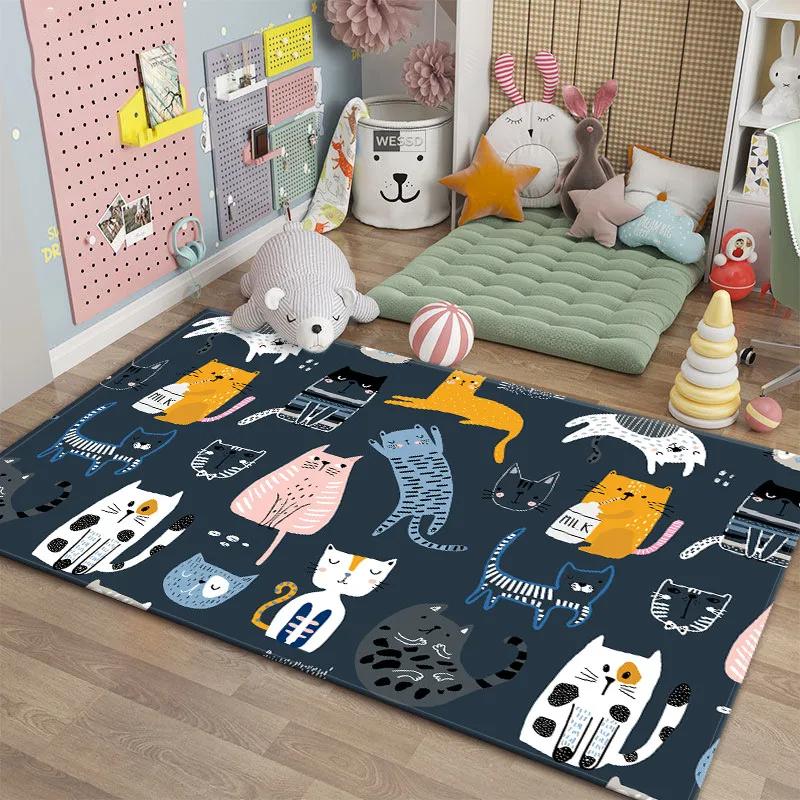 Cartoon Rugs for Bedroom Kids Cute Animal Carpet Modern Style Baby Mat Soft Children's Room Rug Non-slip Nordic Style Decoration