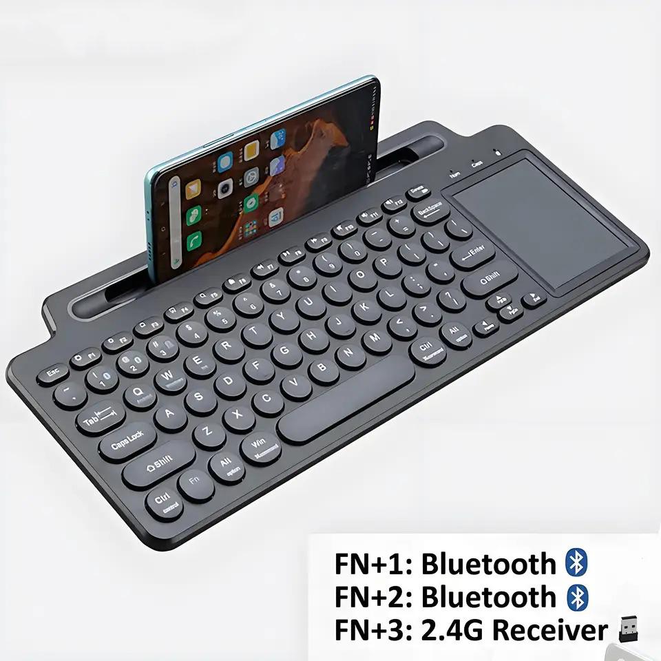 

Трехрежимная двойная Bluetooth-клавиатура 2.4G Bluetooth-клавиатура Беспроводная клавиатура с тачпадом Игровая клавиатура со слотом для карт для Windows Android IOS Планшет