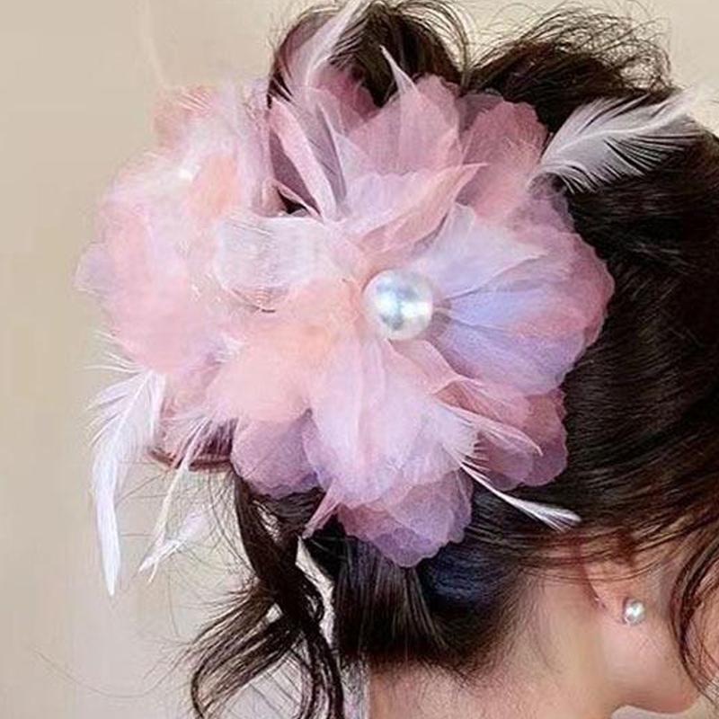 Clip Fiore Piuma Perla Francese Donna Dolce Clip Squalo Accessori Capelli