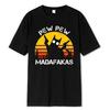 T-shirts pour hommes avec impression de chat avec deux pistolets de Pew Pew Madafakas T-shirts en coton d'été T-shirts amples et respirants T-shirts de rue Hip Hop