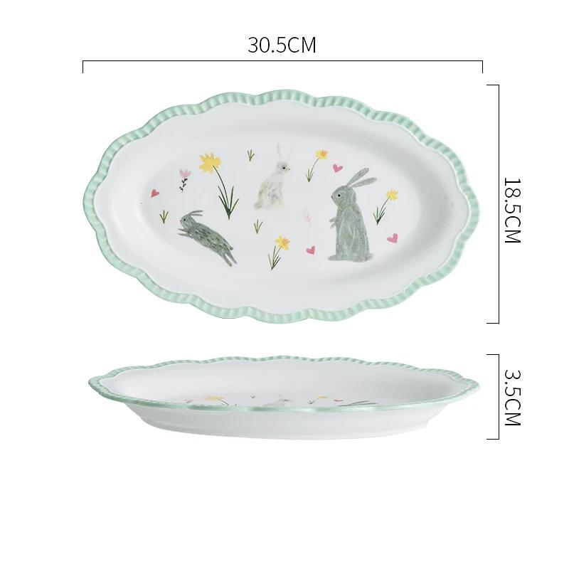 Ensemble d'assiettes et de bols en céramique dentelle européenne Ins Créatif Mignon Restaurant Hôtel Bol à salade Bols à soupe Assiettes à dîner Vaisselle de table pour la maison