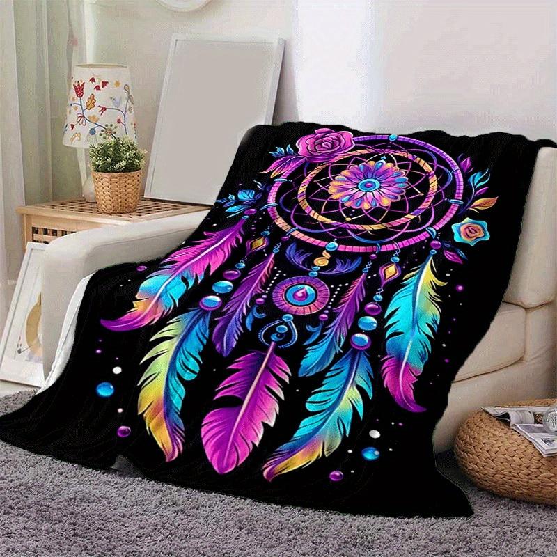 1pc Dream Catcher Printing Lightweight Flannel Blanket, Comfortable and Warm Blanket, for Camping Sofa Bed and Couch Office, Gift