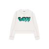 Ganni Ss23 Letter Logo Print Color Block Stitch Design Round Neck Sweatshirt Women sweatshirt White T3459-135