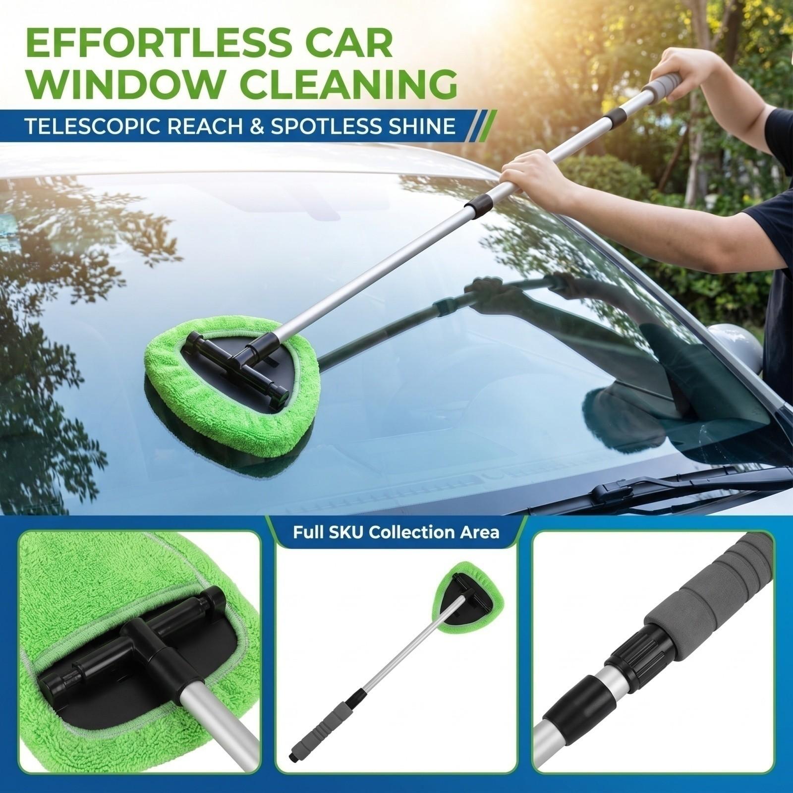 Car Windshield Cleaning Brush with Extendable Handle, Multi-Functional Squeegee for Glass and Window One Size