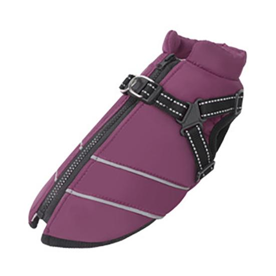 

Зимнее пальто для собаки на молнии, утепленная водонепроницаемая куртка-шлейка, утолщенная ветрозащитная снежная куртка для маленьких, средних и крупных собак L фиолетовый