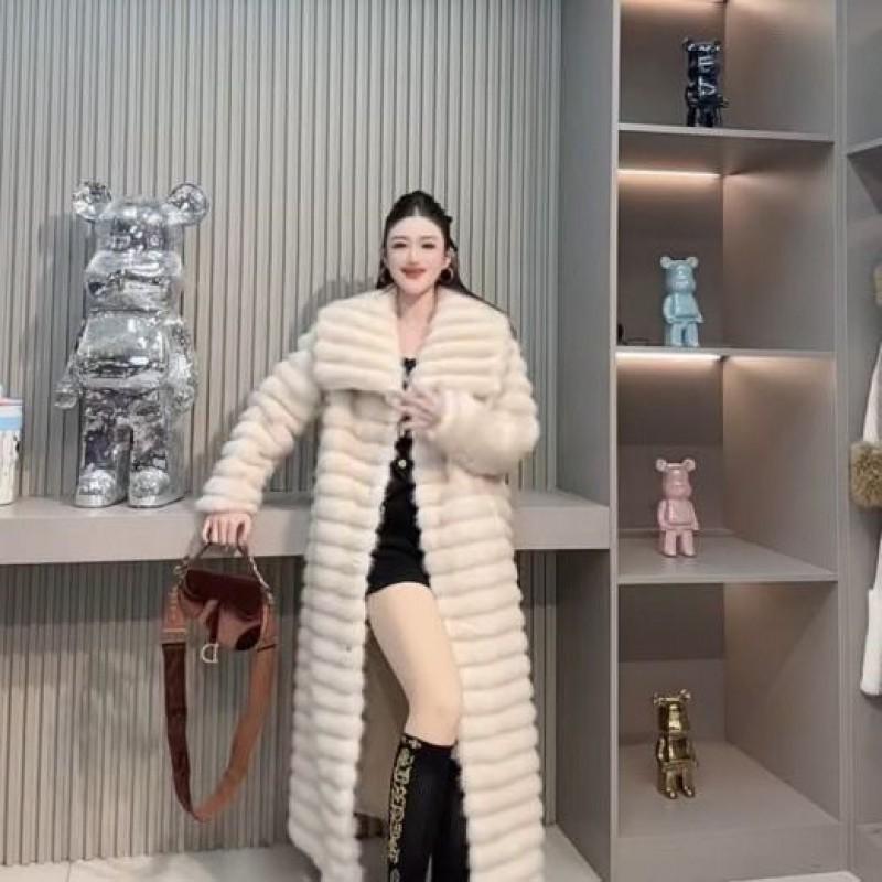 Womens Long Faux Mink Fur Coat 2026 Fall Winter Warm Fashion Street Outerwear