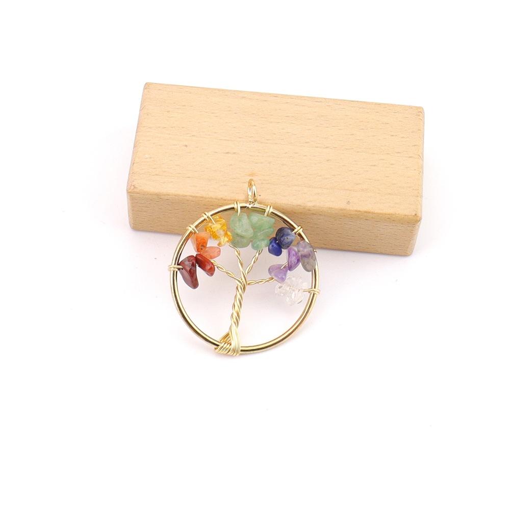 

Natural Crystal Gravel Winding Colorful Tree Of Life Pendant Necklace Natural Stone Fortune Tree Dream Catcher Pendant N739