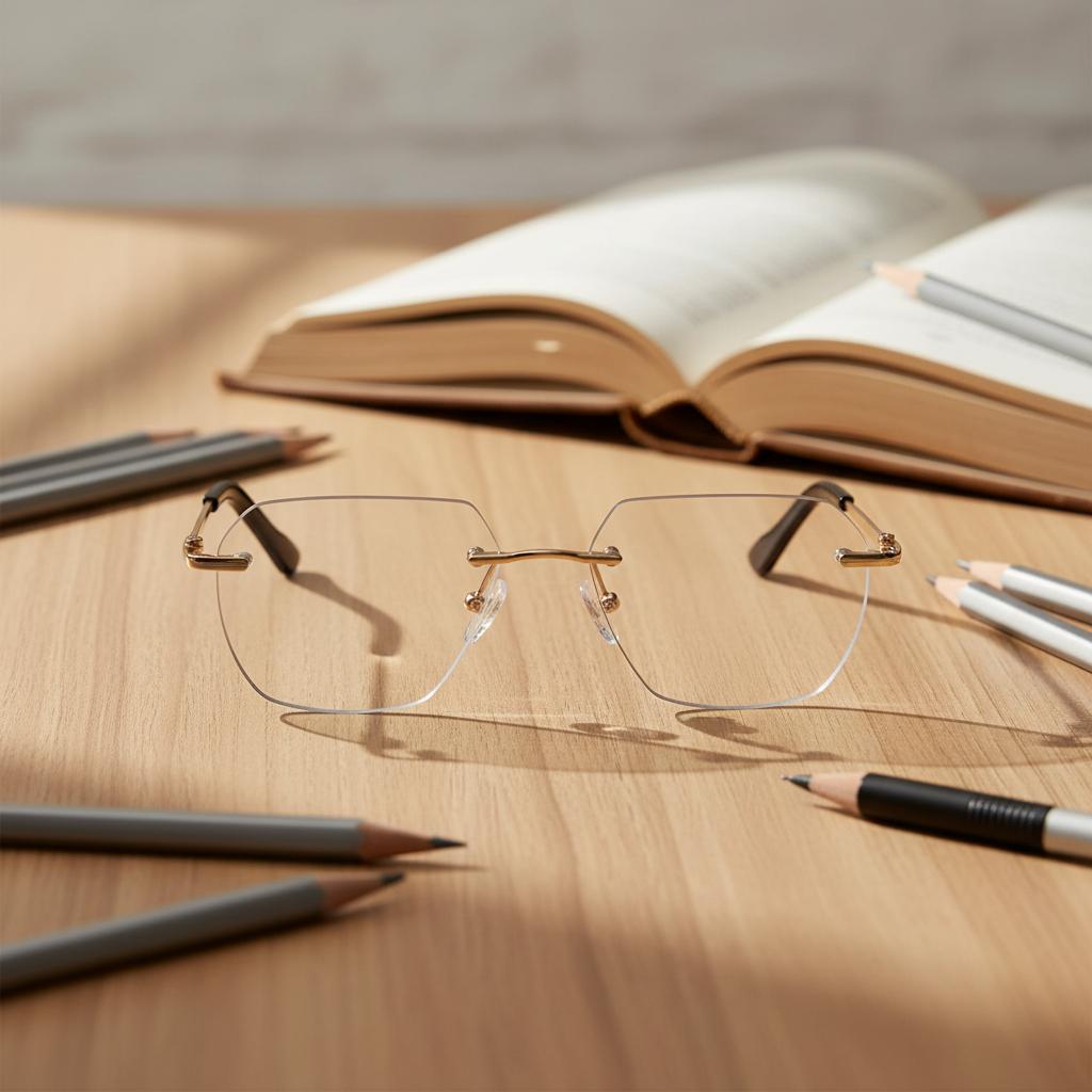 Fashion Custom Logo Gold Unisex Eyeglasses Stainless Square Rimless Glasses Frame for Men for Women