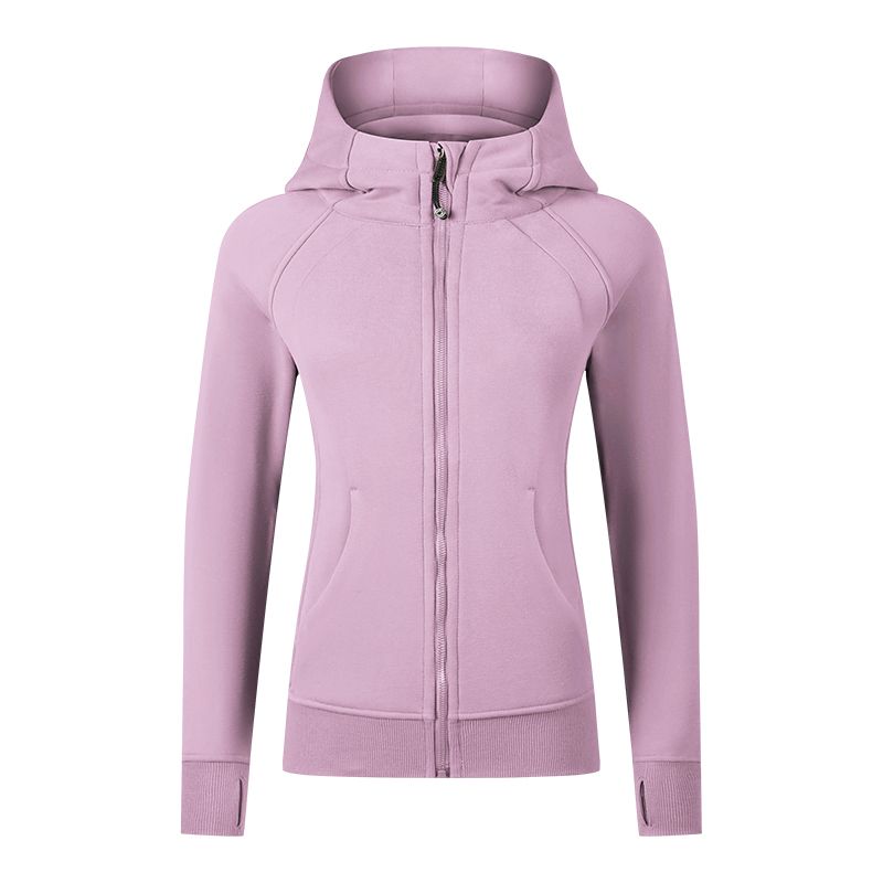 Waist-Tight Thin Yoga Wear Fall and Winter Running Jacket Workout Top Silm Hooded Cardigan Sweater Female Fleece-lined Thickened