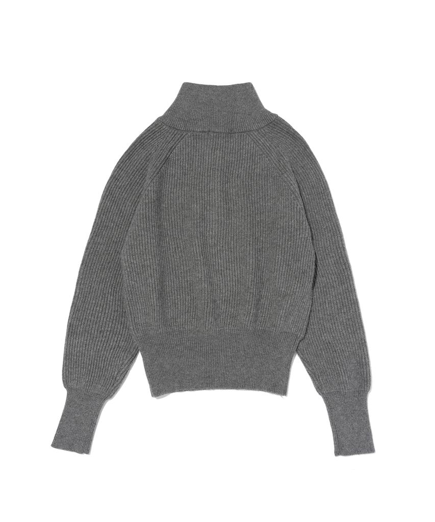 ROIDESROIS Raglan Half-Zip Collar Ribbed Knit (Charcoal)
