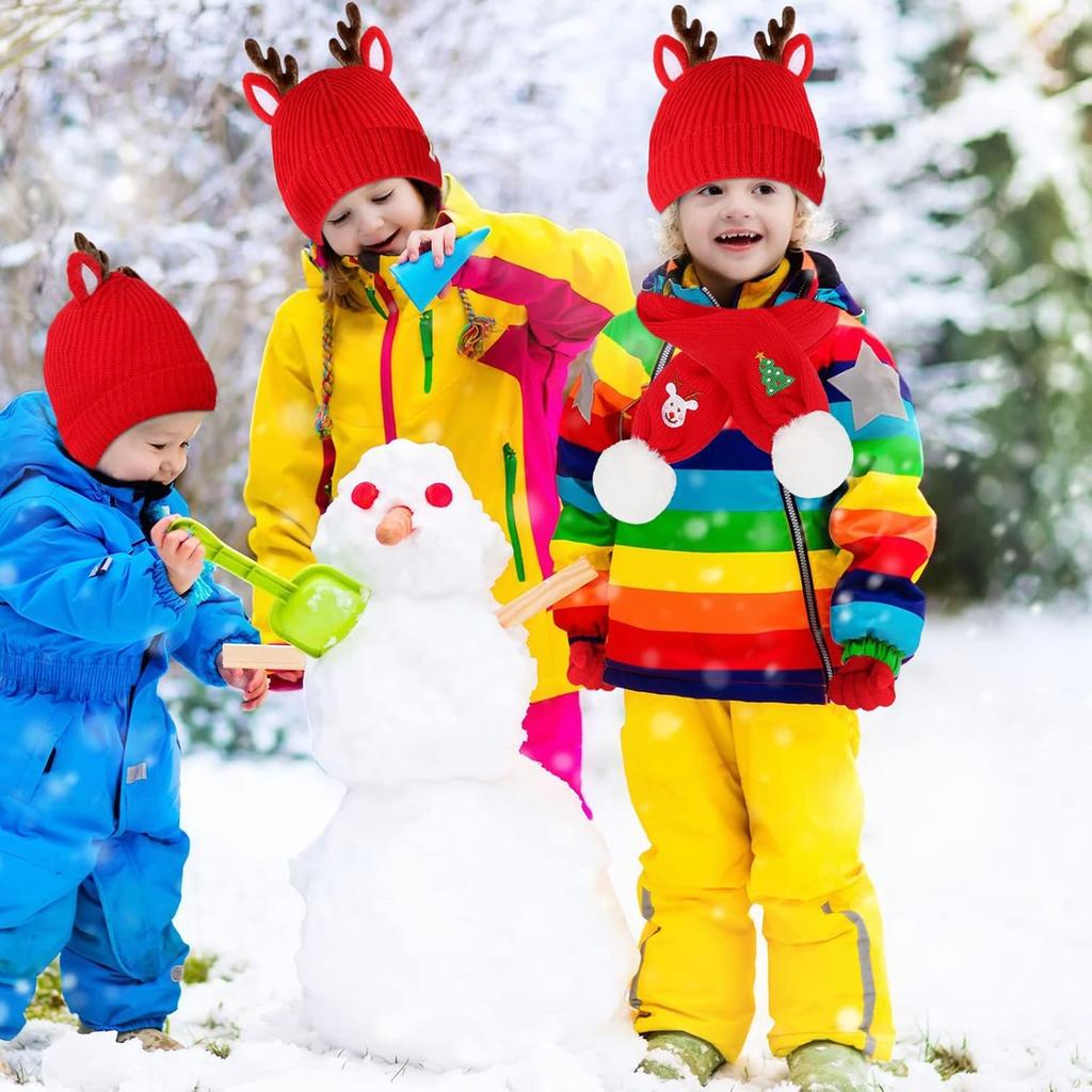 Children's Christmas winter velvet warm suit (including hats, scarves, gloves)