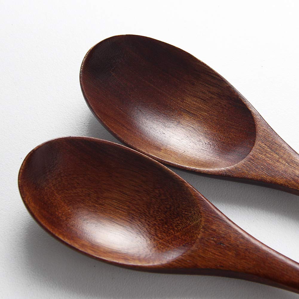 AOOSY Wooden and Chopsticks Natural Wood Tableware Carved from a Block of No with Natural for Lunch Dining Room Chinese Fried Rice Spoon, Fork,