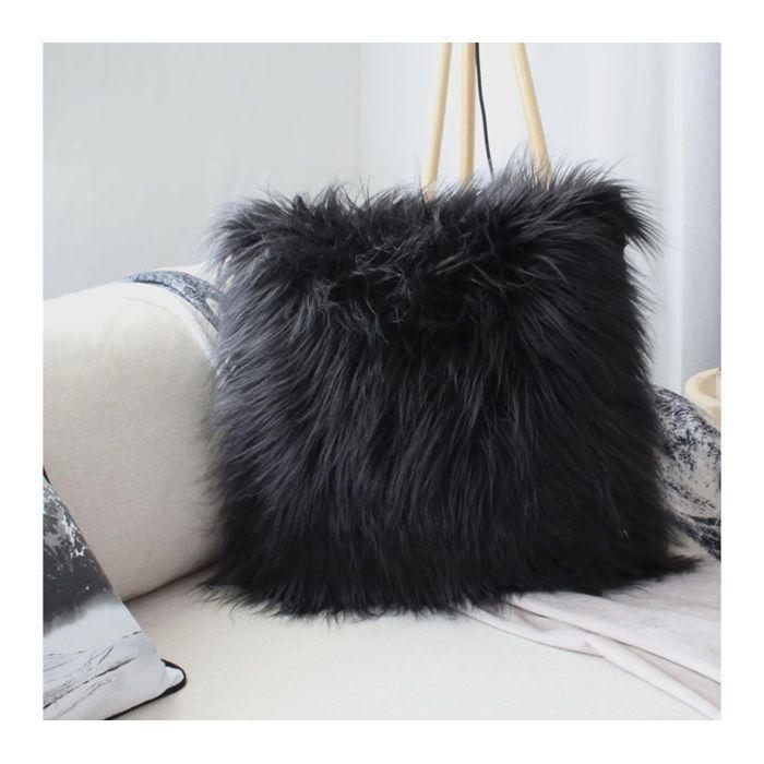 Coussin a poil 45 x 45 cm Epice noir