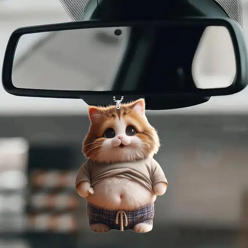 

Acrylic Cat Keychain Pendant Car Interior Hanging Decor Backpack Charm - 5cm/8cm Cute Kitty Charms with Glow in Dark Eyes 5cm