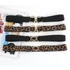 Fashion Black And Leopard Print Elastic Waistband With Buckle Design For Party Wear