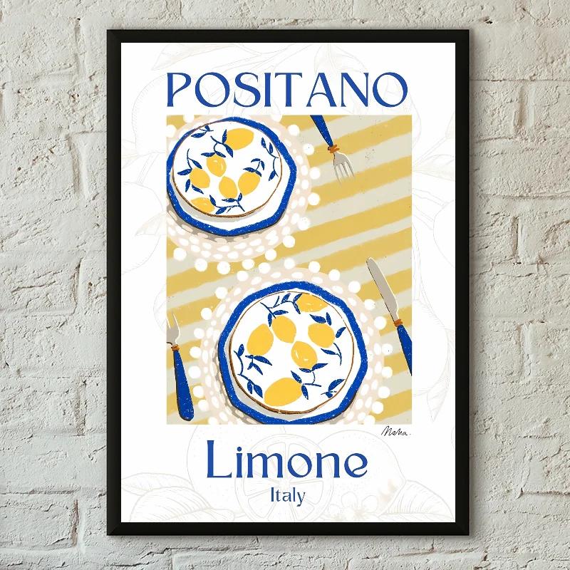 Minimalist La Dolce Vita Lemon Canvas Poster Fresh Lemon Fruit Wall Art for Modern Living Room Bedroom Bar Cafe and Home Decor