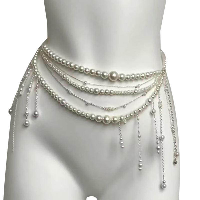 

Multi Layered Waist Chain Jewelry Tassels and Floral Pearls Designing Waist Decoration for Parties and Everyday Wear