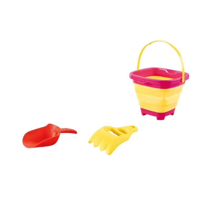 

3PCS Creatively Children Foldable Bucket Sand Rake DIY Summer Seaside Tool Set Outdoor Sand Playing Toy for Kids Gift 1