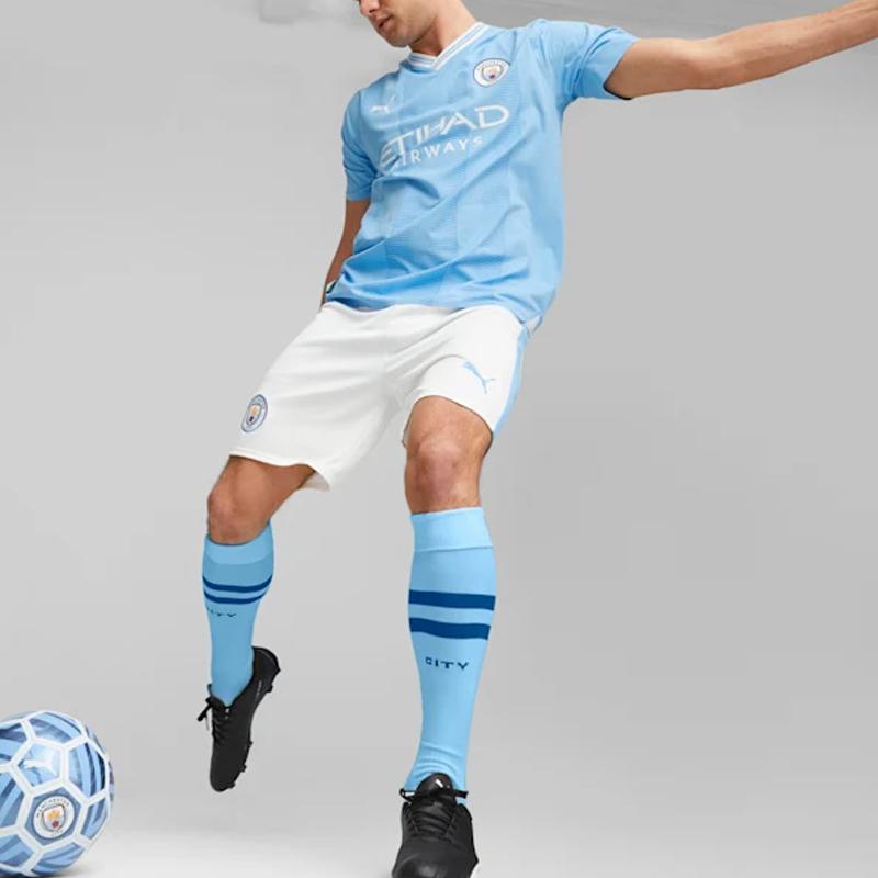 Puma Manchester City Home Jersey Series Logo Embroidered Color Block Fan Sports Football Shorts Men Shorts Blue 770483-04
