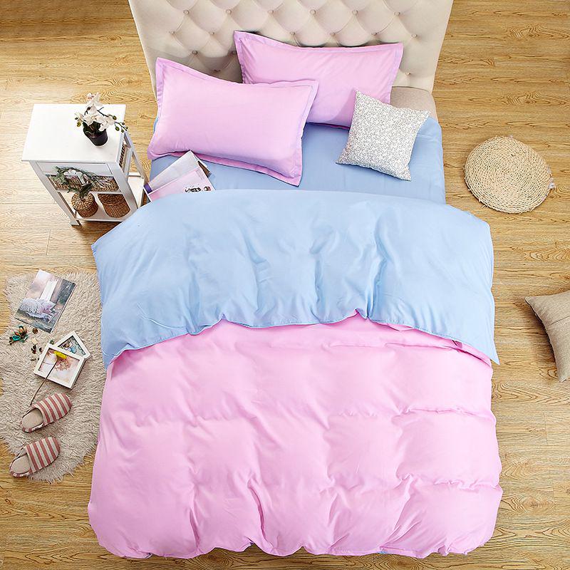 

Color Pure Duvet Quilt Cover Twin Queen King Size Pillow Case Solid Set Bedding Pink,Twin（3pcs）