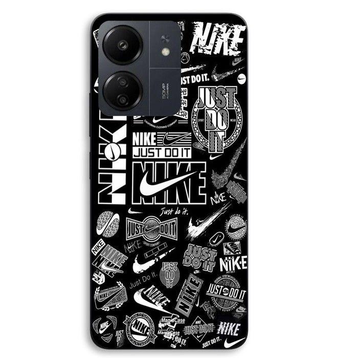 Etui na telefon - MANIACASE - Xiaomi Redmi 13C 4G - Silikon TPU - Logo Nike Air graffiti - Czarno-biały