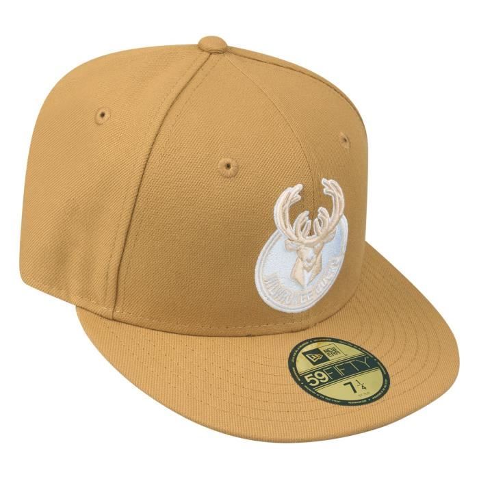 Casquette ajustée new era 59fifty - milwaukee bucks - panama tan - homme