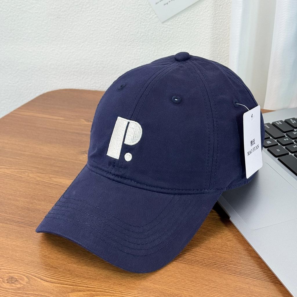 Fashion Hat Korean ins Trend Big Letter P Embroidery Quick Drying Breathable Baseball Cap Soft Top Big Head Face Small Couple Cap