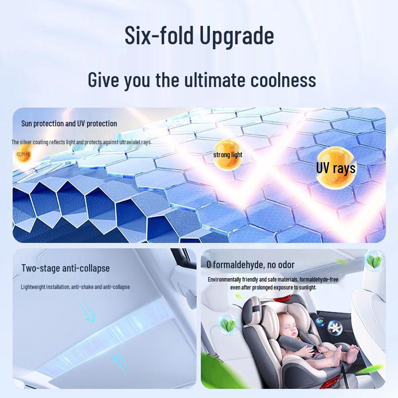 Compatible with all Tesla models: updated sunroof ice crystal sunshade for Model Y/3/YL, rear window type.