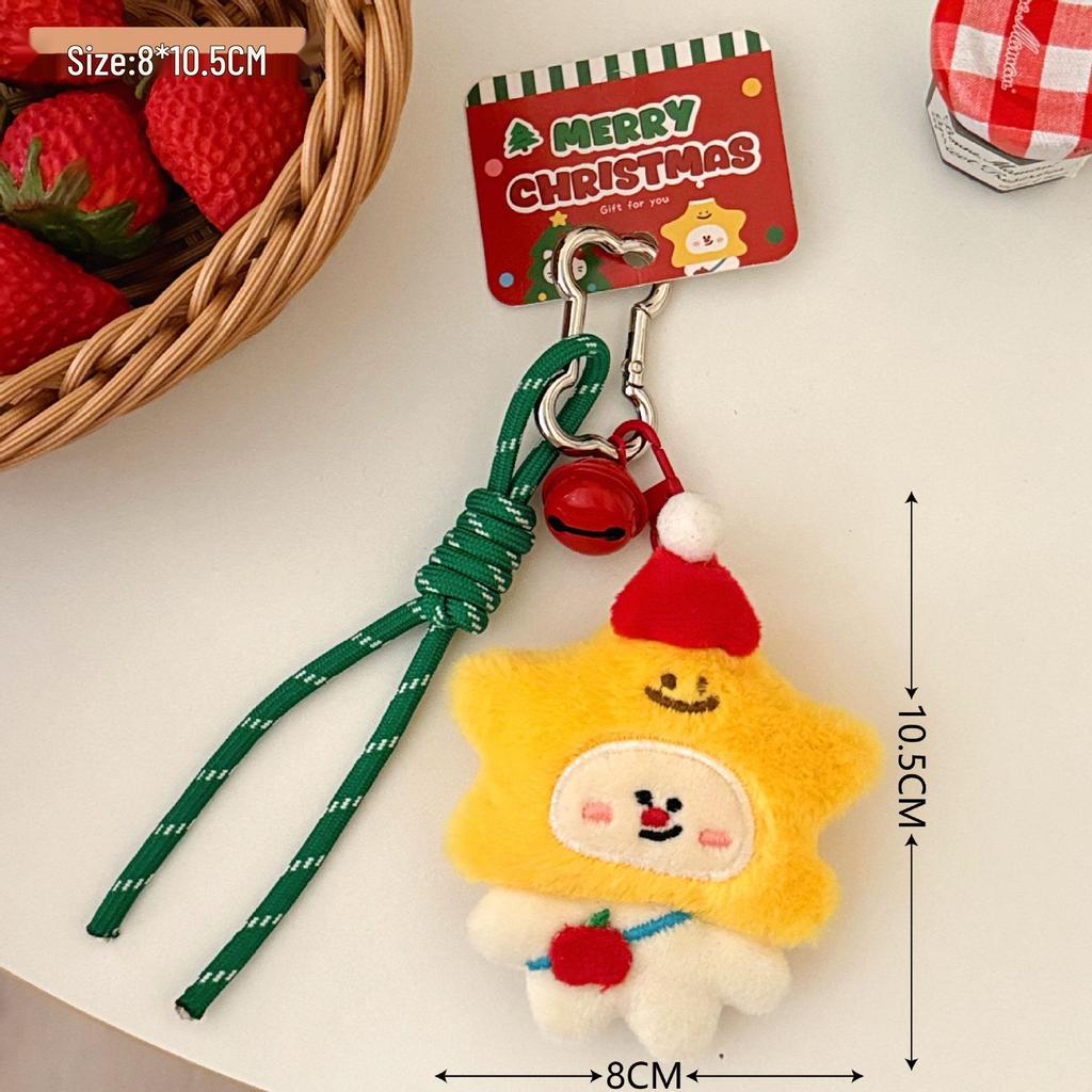 Tengyi Christmas Plush Doll Pendant - Cute Ornament & Versatile Keychain for Girls' Bags