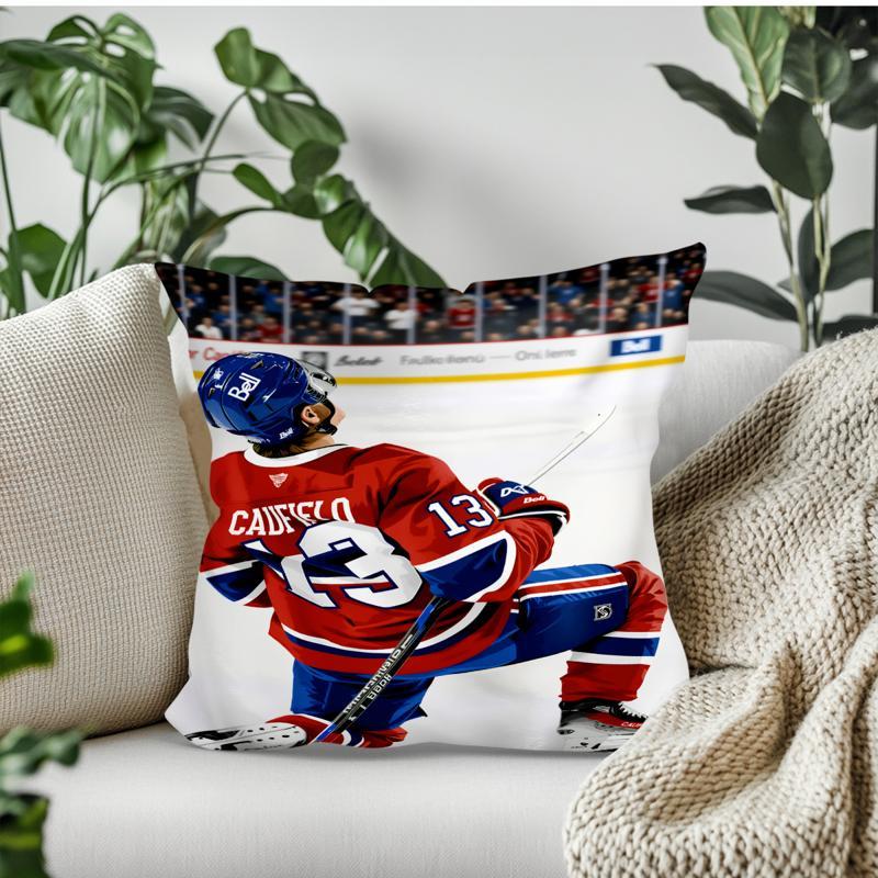 1Pc Ice Hockey Sports Star Art Pillow Cover, Polyester 2D Double-Sided Print, Washable Square Cushion, Home Decoration & Gift Fo