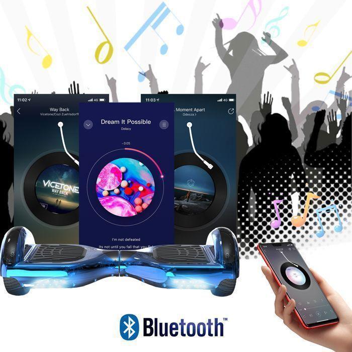RCB Pack Hoverboard Électrique Bleu + Hoverkart Noir – Cadeau Idéal pour Enfants
