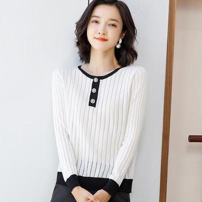 YTM Women's Openwork Pullover Knit Top