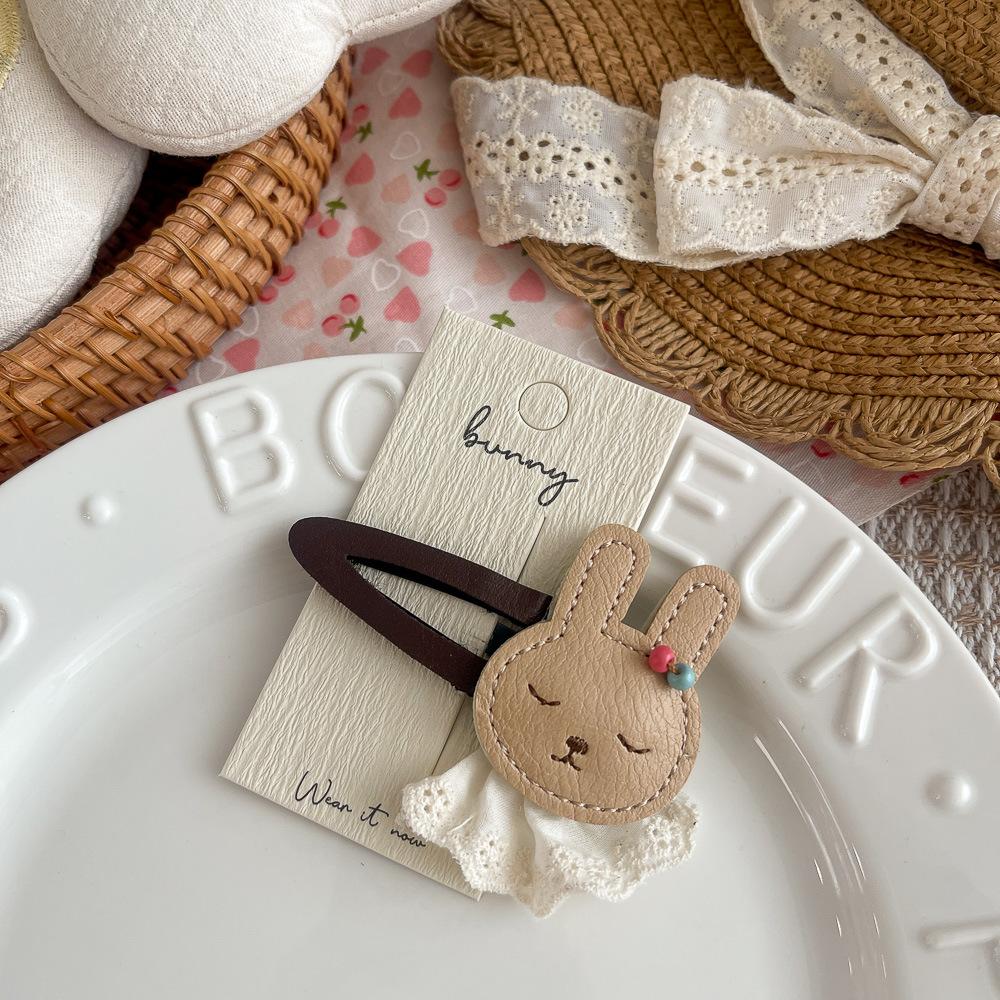 

Cartoon Leather Rabbit Panda BB Clip Baby Girl Hairpin Cute Bangs Side Clip Hair Clip Kids Headwear Children s Hair Accessories