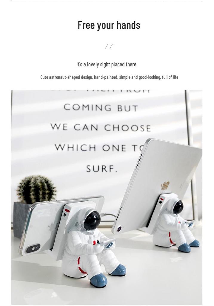 Cartoon Astronaut Telefoonhouder: Creatief Hars Ornament & Tabletstandaard voor Bureau