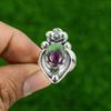 Natural Ruby Zoisite Statement Flower Adjustable Ring 925 Silver For Women