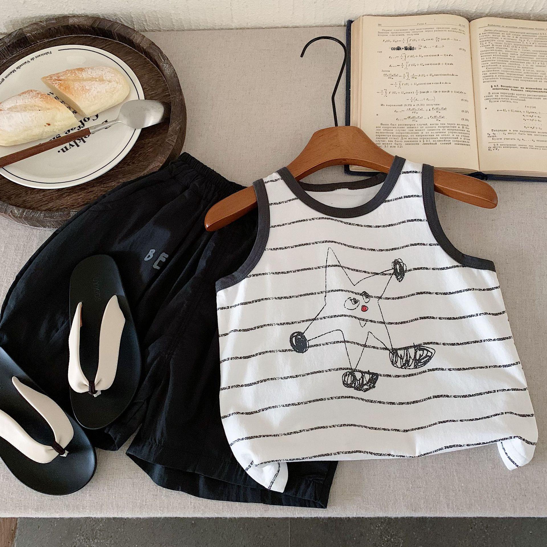 

Летняя футболка и майка с мультяшным принтом для мальчиков 2025 - Детские размеры от маленького до среднего 80cm белый