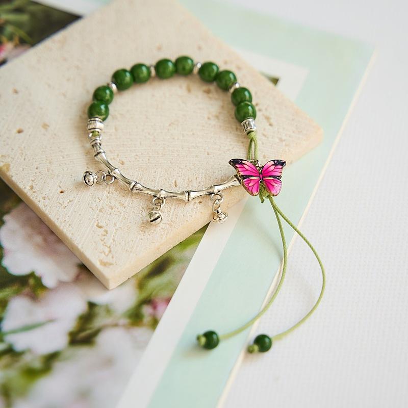 Bracelet Summer Women's Versatile Jewelry Butterfly Fresh Student Girlfriend Mori Antique Ceramic Bracelet
