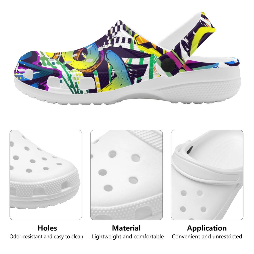 Women Men Printed EVA Beach Shoes Lightweight Breathable Slip On Garden Clogs Pool Bathroom Home Summer Sandals Daily Wear
