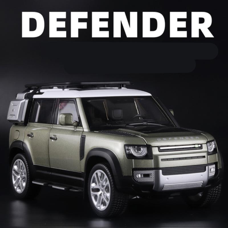 1/18 Range Rover Defender SUV Alloy Car Model Diecast Metal Toy Off-road Vehicles Car Model Sound and Light Simulation Gift