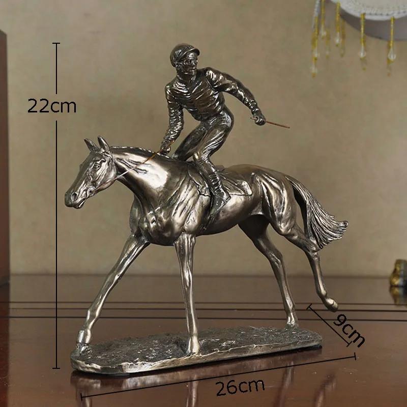 

Horse Racing Statue Resin Crafts Jockey Rider Ornaments Desk Decoration Athlete Sculpture Room Aesthetics Horse Furnishings
