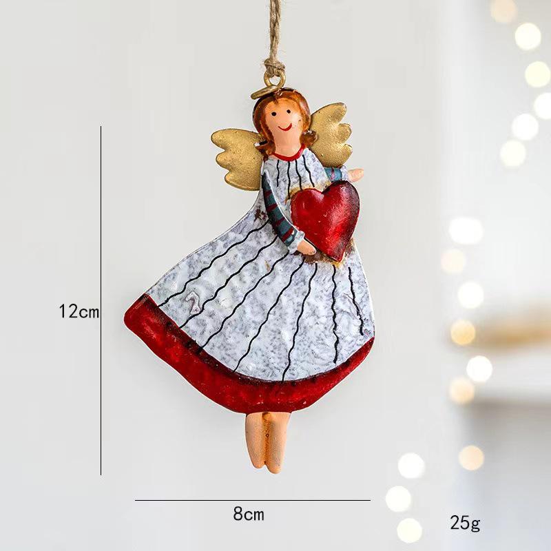 Retro Distressed Christmas Iron Art Pendants: Angel, Santa, Snowman