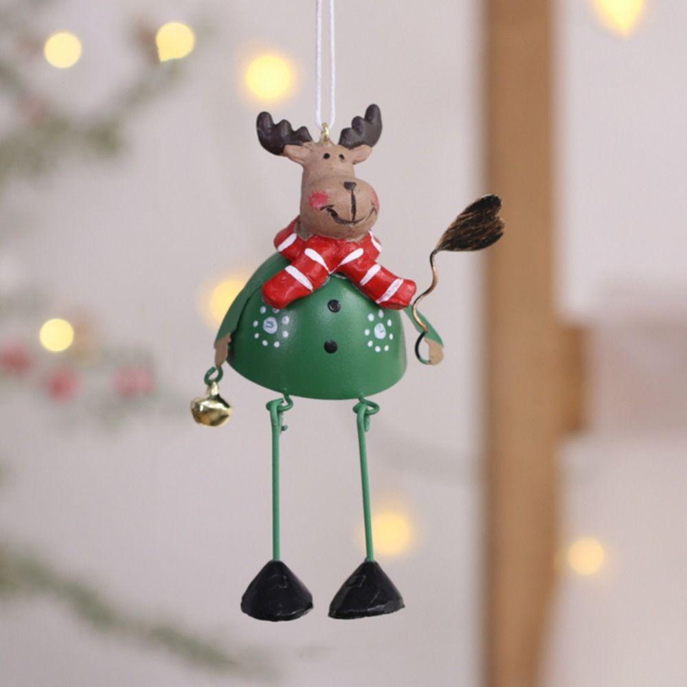 Household Iron Christmas Santa Claus Bell Painted Vintage Car Pendant Christmas Snowman Pendant Gift